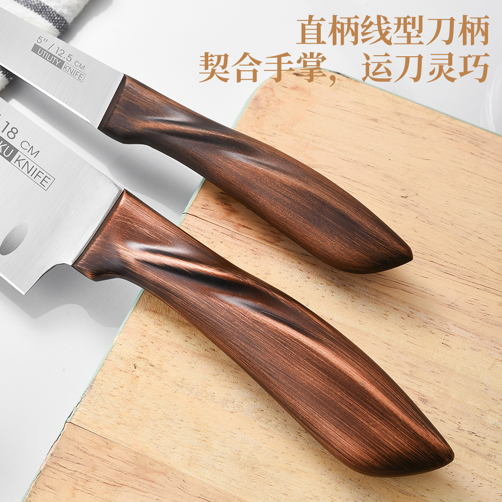 Mutfak Bıçak Seti 5 Parça Su Meyvesi Bıçağı 4cr13 Şef Bıçağı Otel Ev Kullanımı Bıçak Seti 7 İnç Santoku Bıçak Sebze Bıçağı