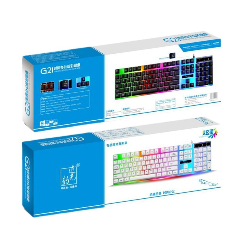 追光豹 G21 проводная USB клавиатура с подсветкой для дома и офиса, подвесной дизайн, механоподобная тактильность, светящаяся клавиатура