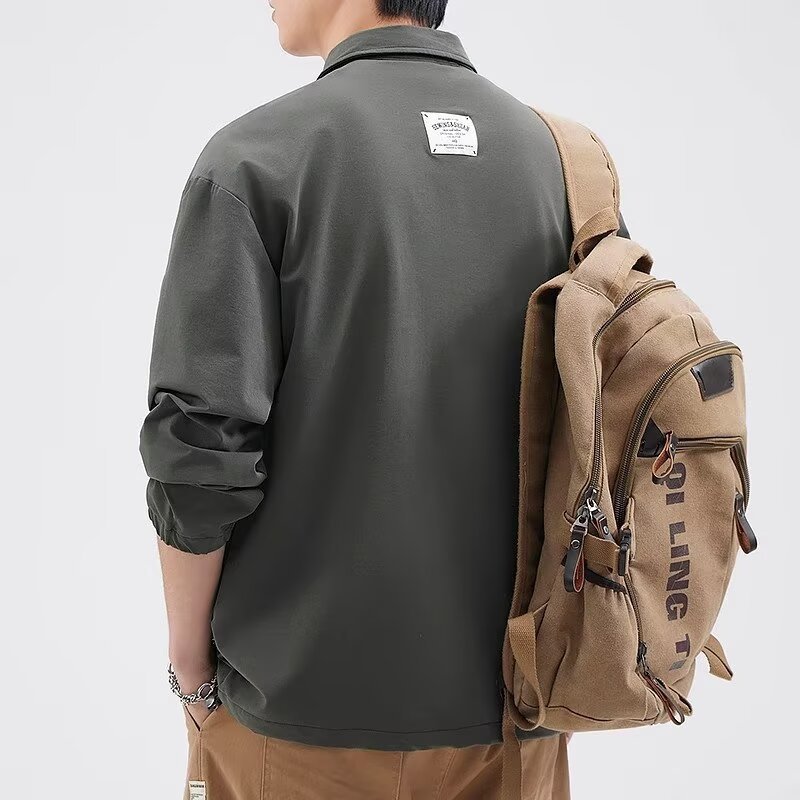 Autumn retro shirt with zipper
