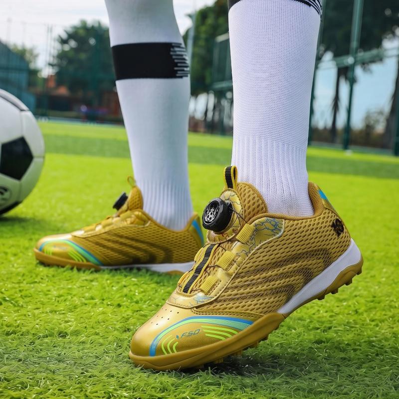 Zapatillas de Fútbol Infantil Talla 28-40, Malla y Caucho, Transpirable, Cierre Giratorio, para Terreno Firme