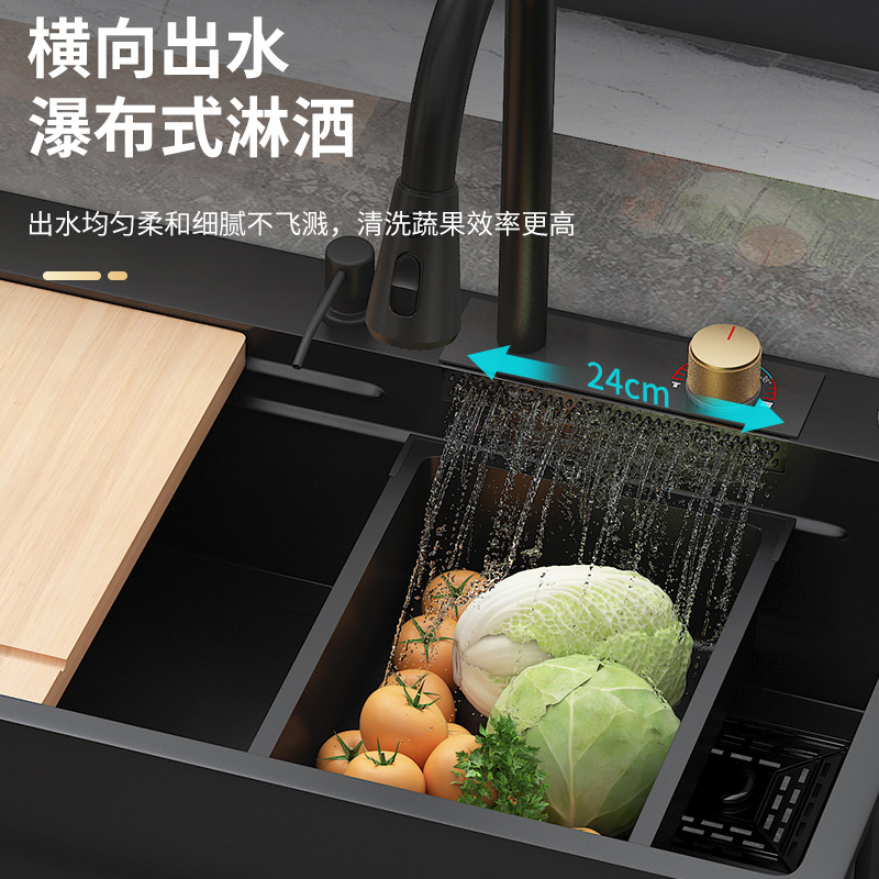 Cocina doméstica lavabo de acero inoxidable lavabo de verduras balcón lavabo de un solo canal lavabo de piso integrado con soporte