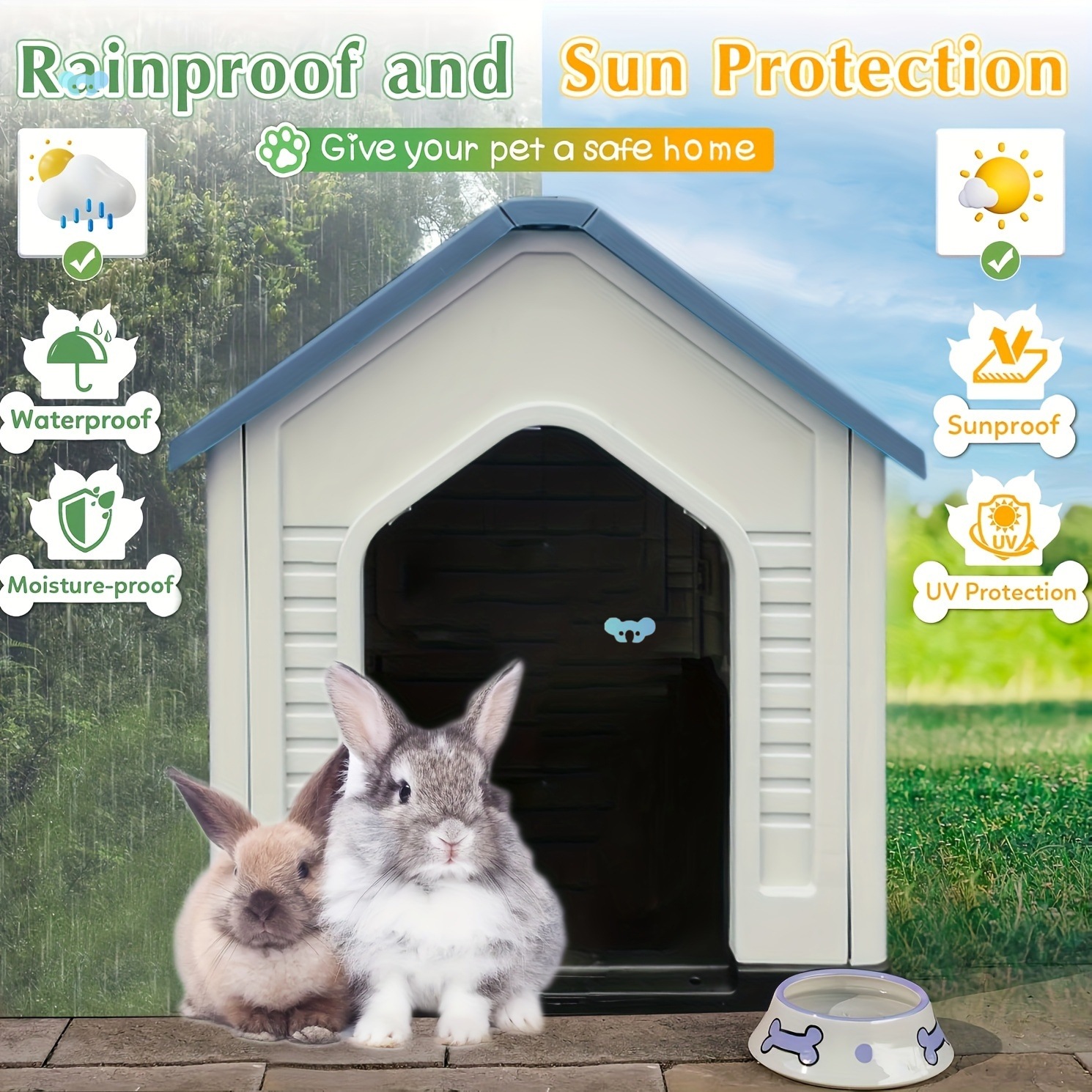 Moirai Home Weatherproof Polypropylene Pet Shelter Outdoor