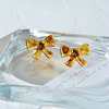 Retro acrylic resin handmade with bow, amber earrings