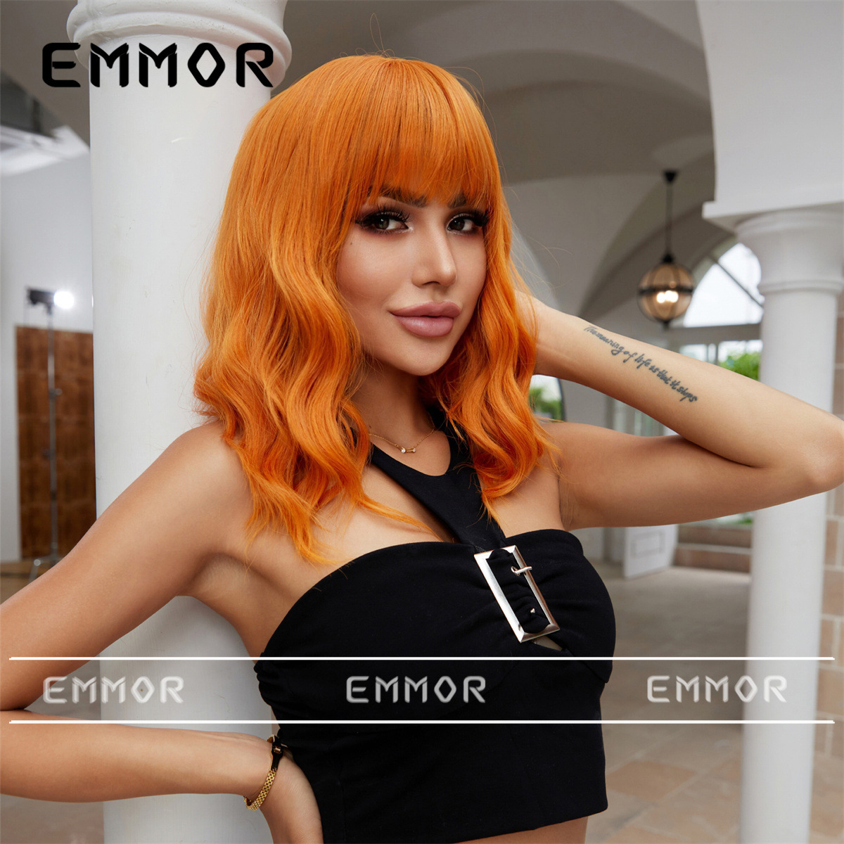 Emmor peluca multicolor flequillo opcional pelo corto y rizado cabeza Bobo Internet celebridad personalidad temperamento perezoso fibra química sombrero