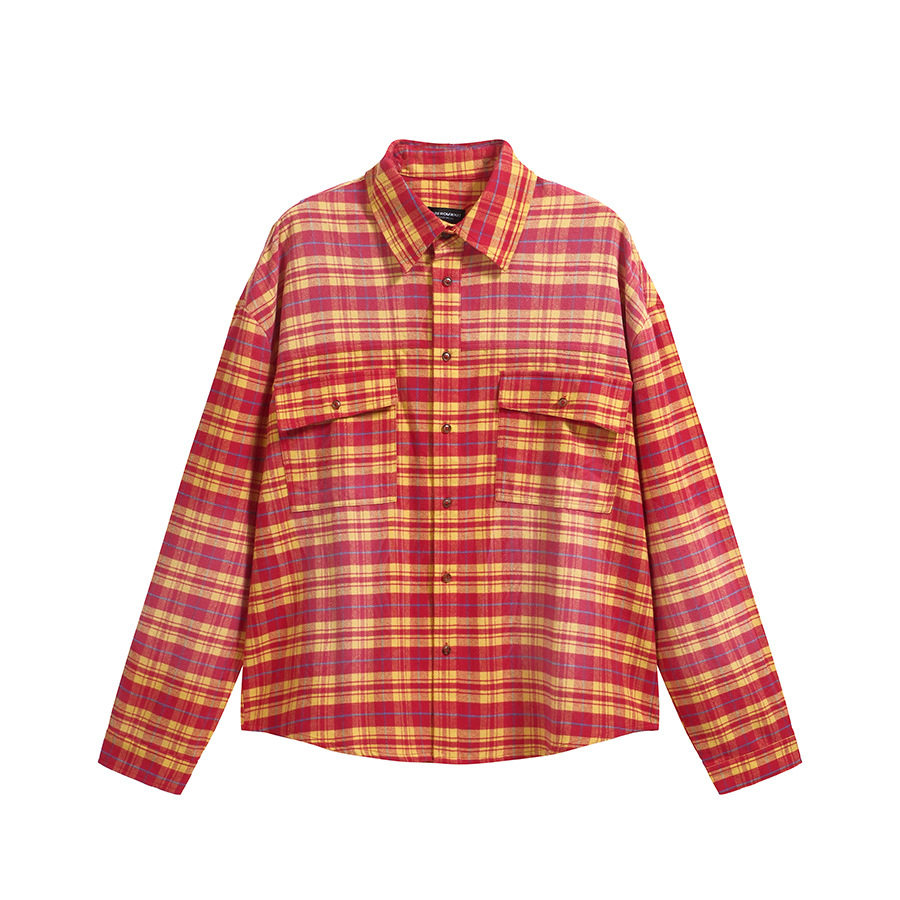 Camisas de flanela lavadas lejos hechas con agua viejas camisas de chorro de tinta retrógradas americanas casuales