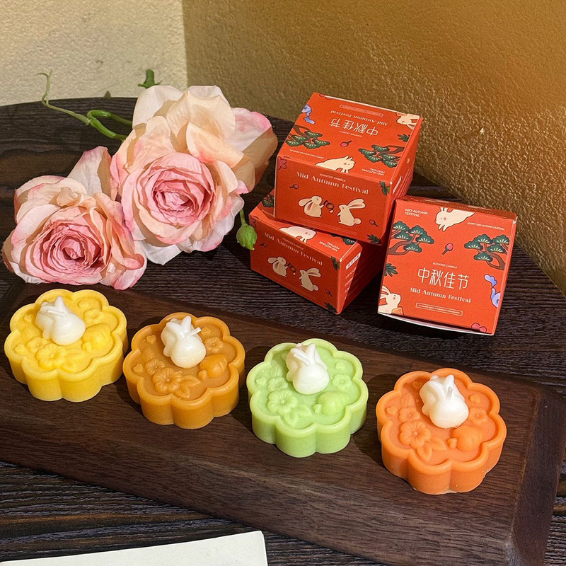 中秋月饼可爱小兔子香薰蜡烛伴手礼香氛送礼物创意造型蜡烛|undefined