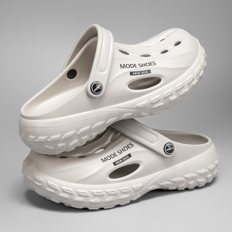 Zapatillas frías para hombres verano 2025 nueva moda versátil viaje antideslizante fondo grueso dos sandalias de playa para hombres image 5