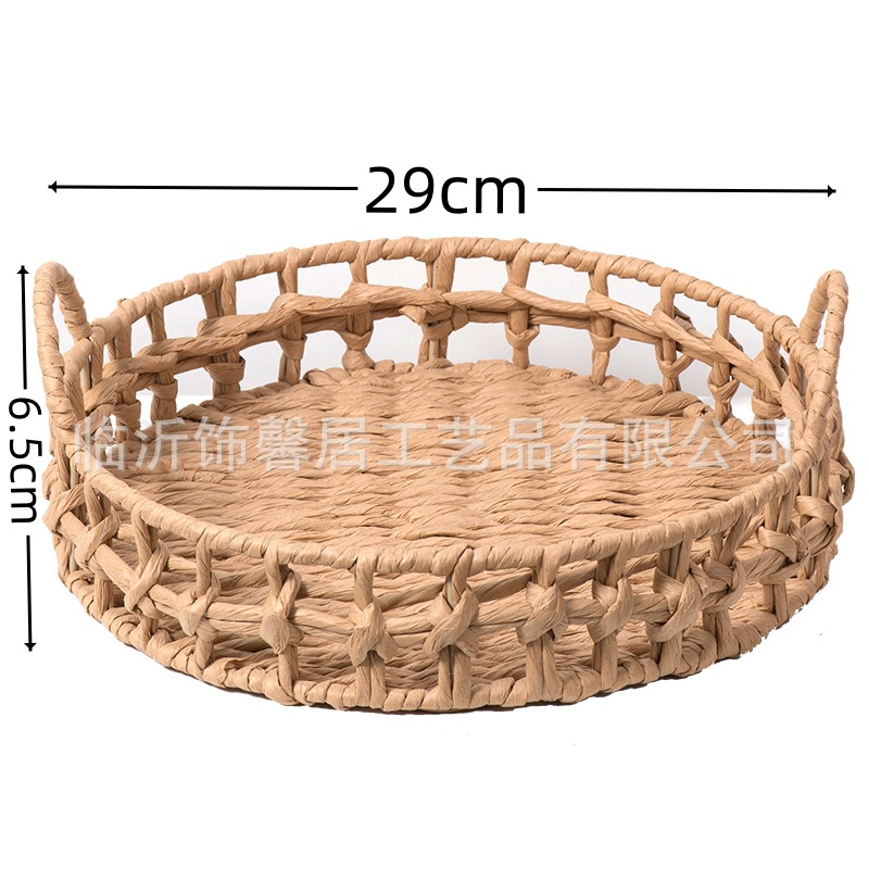 Cesta tejida a mano con cuerda de papel para el hogar, cuidadosamente seleccionada, almacenamiento de escritorio, cesta de frutas, caja de almacenamiento, organización de artículos diversos, cesta de almacenamiento tejida