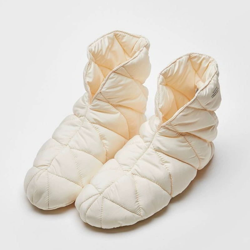 Высокие пуховые тапочки женские толстые осенью и зимой теплые дома
