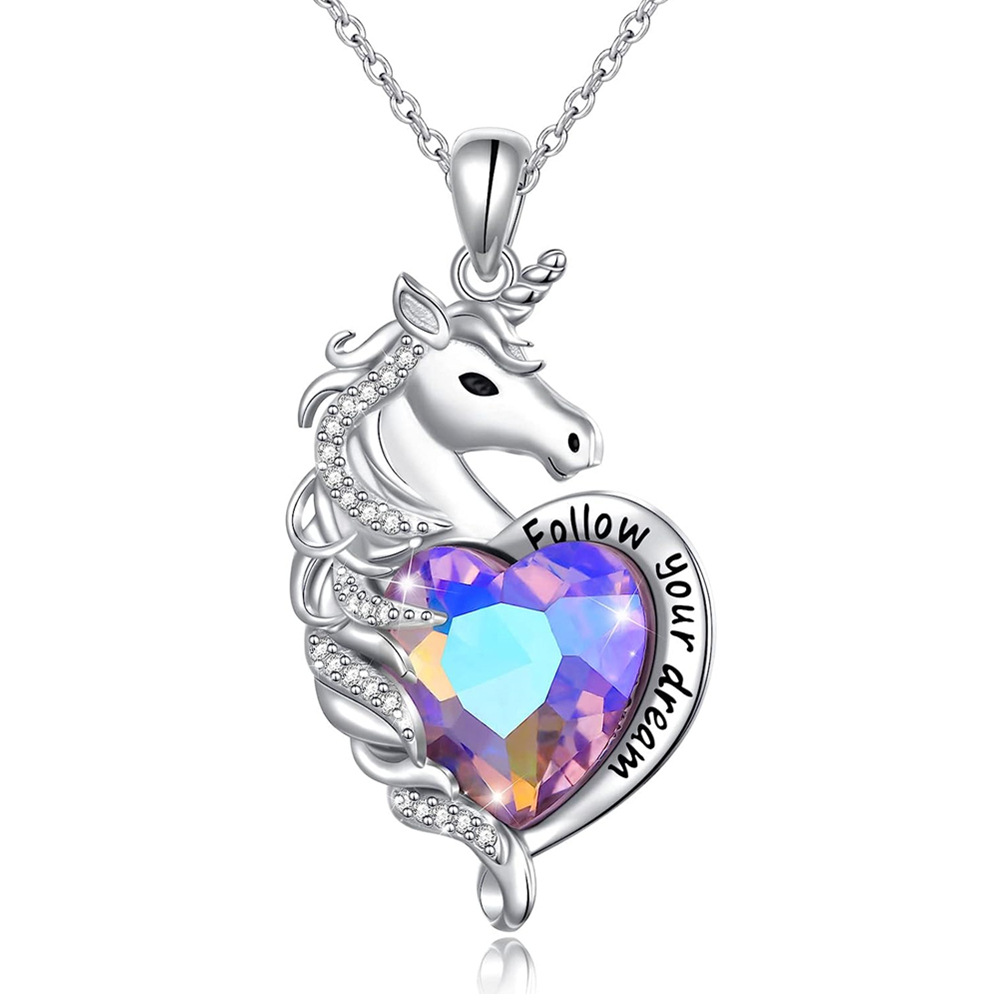 Heißer Verkauf Dreamy Cartoon Farbige Einhorn Anhänger Halskette, Modische Und Vielseitige frauen Schmuck Zubehör Geschenk_voghion.com