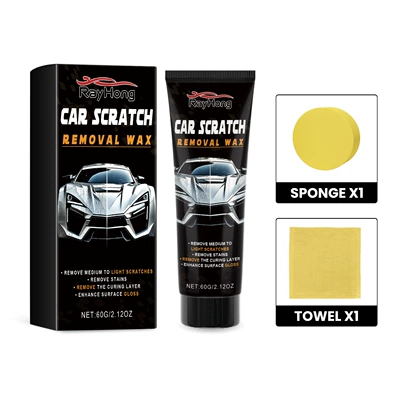 Rayhong Car Scratch Set Car Polishing Renovation Coating Maintenance Paint Scratch Cream (Car wax) - 60g-sponge-towel