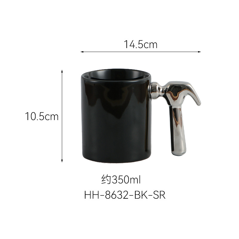 Creativo galvanizado oro y plata martillo mango taza de cerámica hardware taza logotipo publicitario regalo taza de café