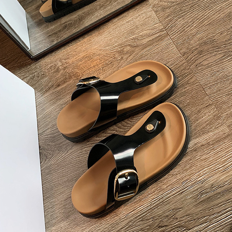 Vacaciones de Grape Mom Texas ~ Piel de vaca retro plataforma doble hebilla zapatillas Birken sandalias y zapatillas de verano para mujer