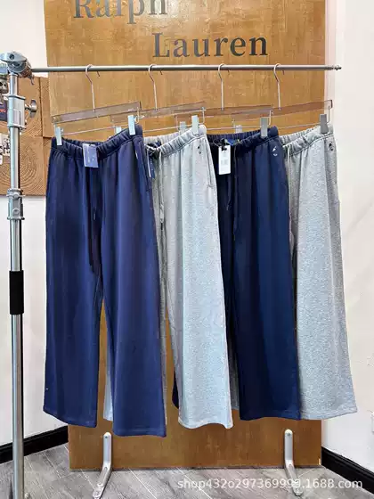 Cross-border In Stock RL Classic Straight-Leg Casual Pants Unisex Versatile Minimalist Relaxed Fashion Drawstring Design