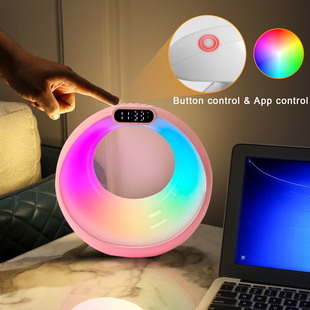 New Product App Operation Cross-Border Product Night Light Atmosphere Light Bedside Lamp Clock Alarm Clock Bluetooth Speaker