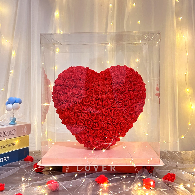 Flor preservada 520, regalo de San Valentín, regalo de cumpleaños en forma de corazón, rosa en forma de corazón, regalo de confesión para novia, pequeño regalo