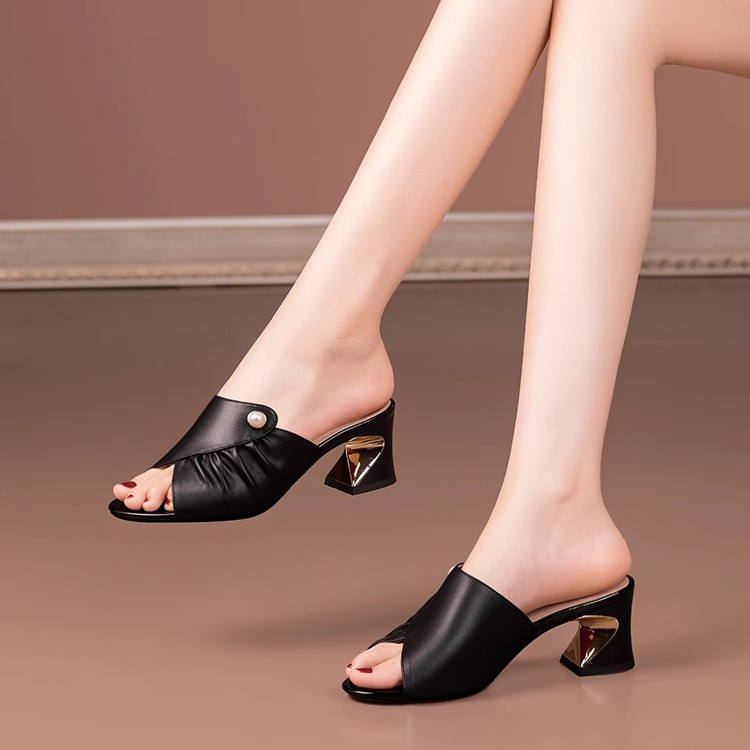 2025 Spring/Summer New Foreign Trade Peep-Toe Sandals, Fashionable, Comfortable, Versatile, Chunky Heel, Plus Size,_vogvips.com