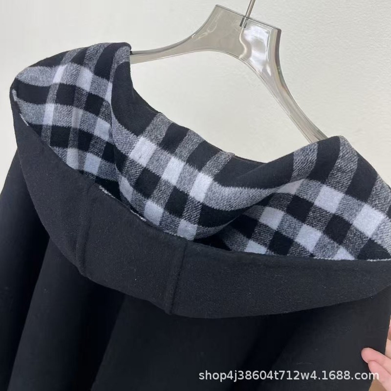 张婧怡同款B家羊毛斗篷秋冬百搭格纹披肩学院风女百搭实用|undefined