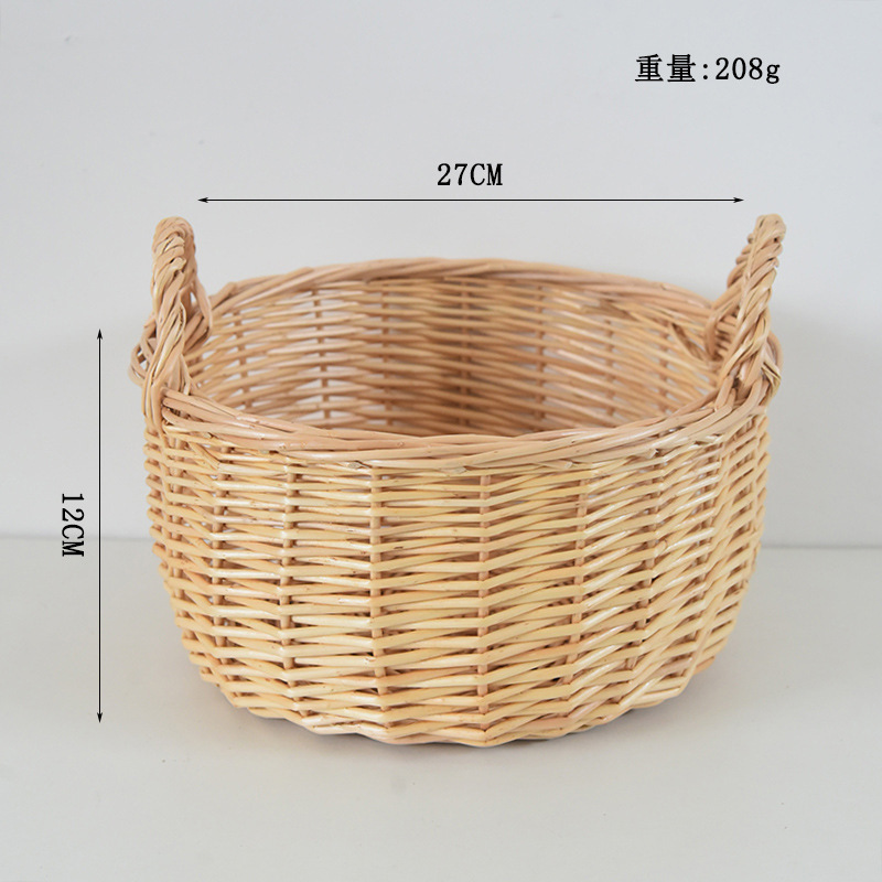 藤编户外野餐手提篮田园柳编购物鸡蛋篮蔬菜收纳篮水果提篮馒头筐|undefined