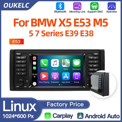 Car-Mounted Central Control Large-Screen Navigation System Suitable for Bmw X5 E53 M5 Wireless Carplay Radio Player