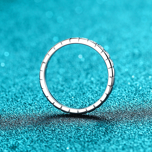 S925 silver ring women's half circle moissanite tail ring plated pt950 platinum small ice cube meson manufacturer wholesale