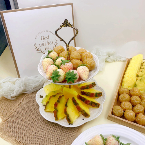Simulated food toy white strawberry pineapple cut into pieces fake fruit pieces PVC model DIY with ornaments decorative photography props