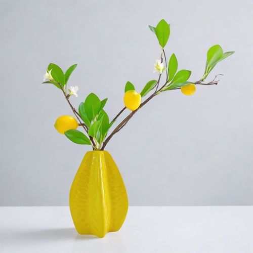 Lemon Ceramic Vase Ornament Nordic Ins Feng Shui Plant Pot Flower Vase Home Fresh Desktop Decor Craft
