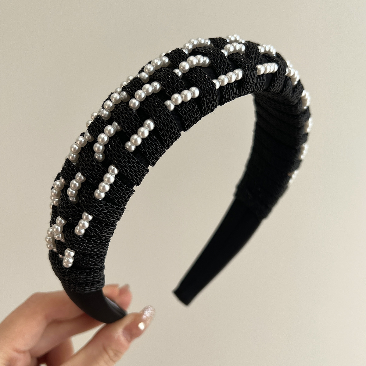 Eurasian Cross-Border Pearls Wrapped Hair Pin Headband for Women, 2025 Fashion New Style High Crown Hair Accessory, Hair Pressing Face Washing Headband