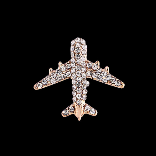 Korean-style fashionable diamond-studded small airplane suit collar pin for men's suit jacket, chest pin, trendy shirt collar pin fastener, accessory