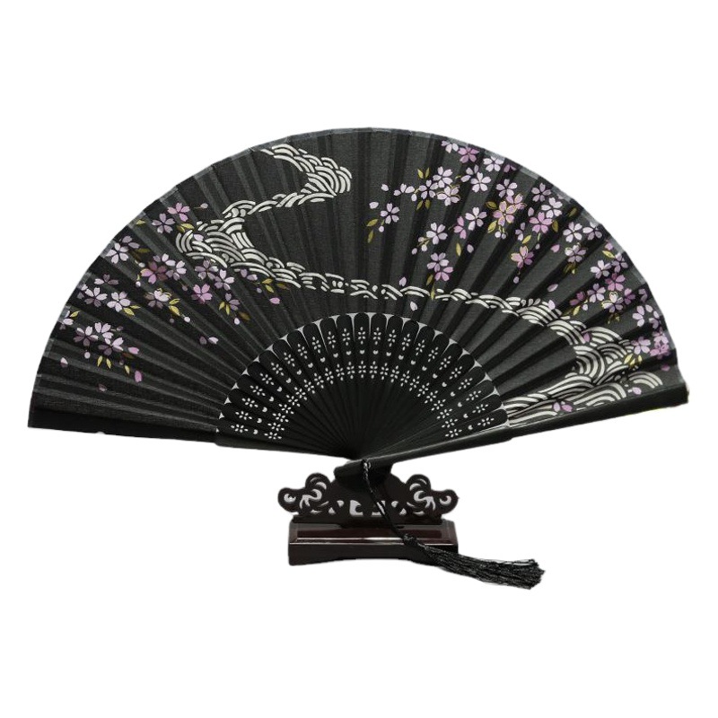 Venta directa de fábrica semi-hecho a mano semi-mecánico de estilo japonés ventilador de las mujeres ventilador plegable japonés al por mayor regalo de mano ventilador plegable de Bambú