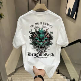 特大码300斤重磅100%纯棉短袖T恤男女夏潮牌街头宽松半袖印花上衣