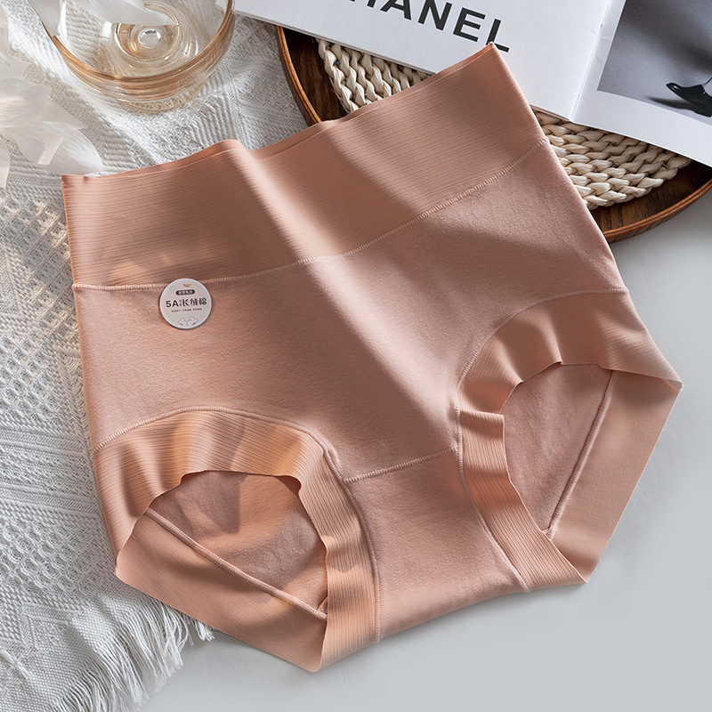 5A Xinjiang algodón de fibra larga de algodón de cintura alta ropa interior de mujer vientre pequeño gordito ropa interior de mujer de seda entrepierna sin costuras antibacteriano