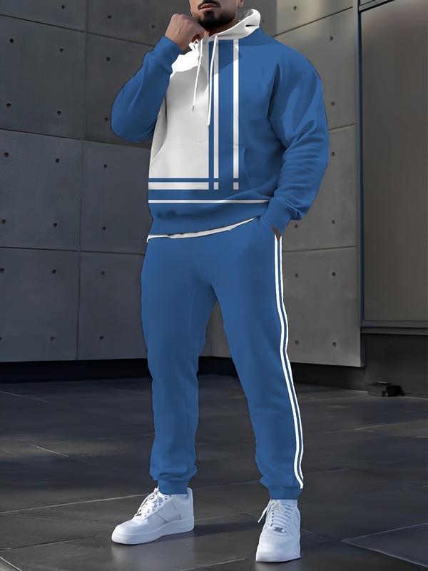 TEMU跨境3D印花男女同款运动服套装休闲连帽卫衣长裤时尚春秋男装|undefined