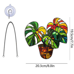 Factory Direct Sales Cross-Border New 2D Green Plant Potted Animal Acrylic Pendant Window Porch Home Decoration Hanging Sign