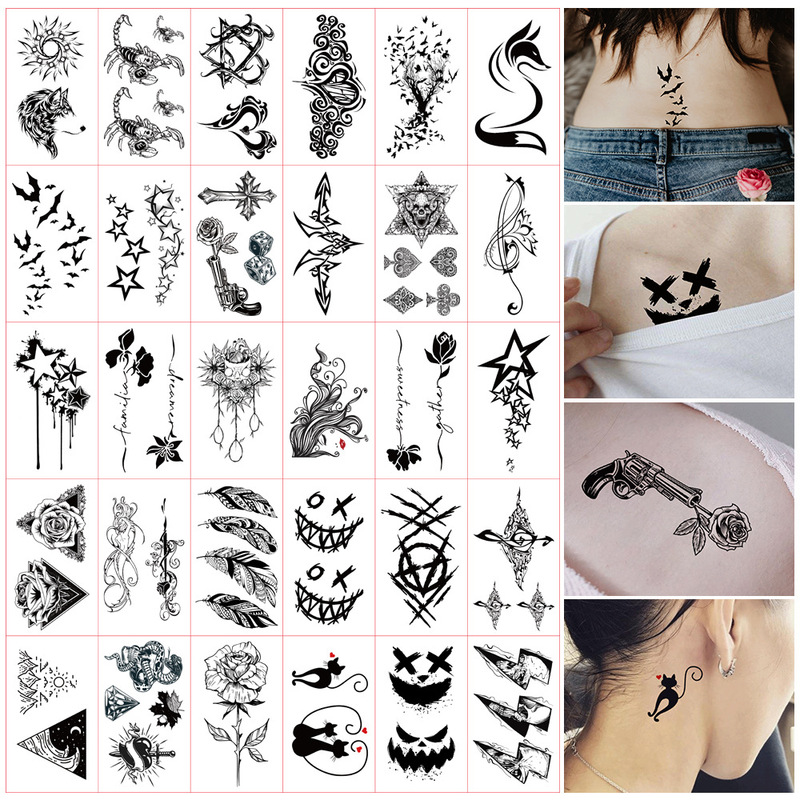 in stock wholesale small fresh dark tattoo stickers waterproof lasting South Korea simulation tattoo unisex temporary stickers