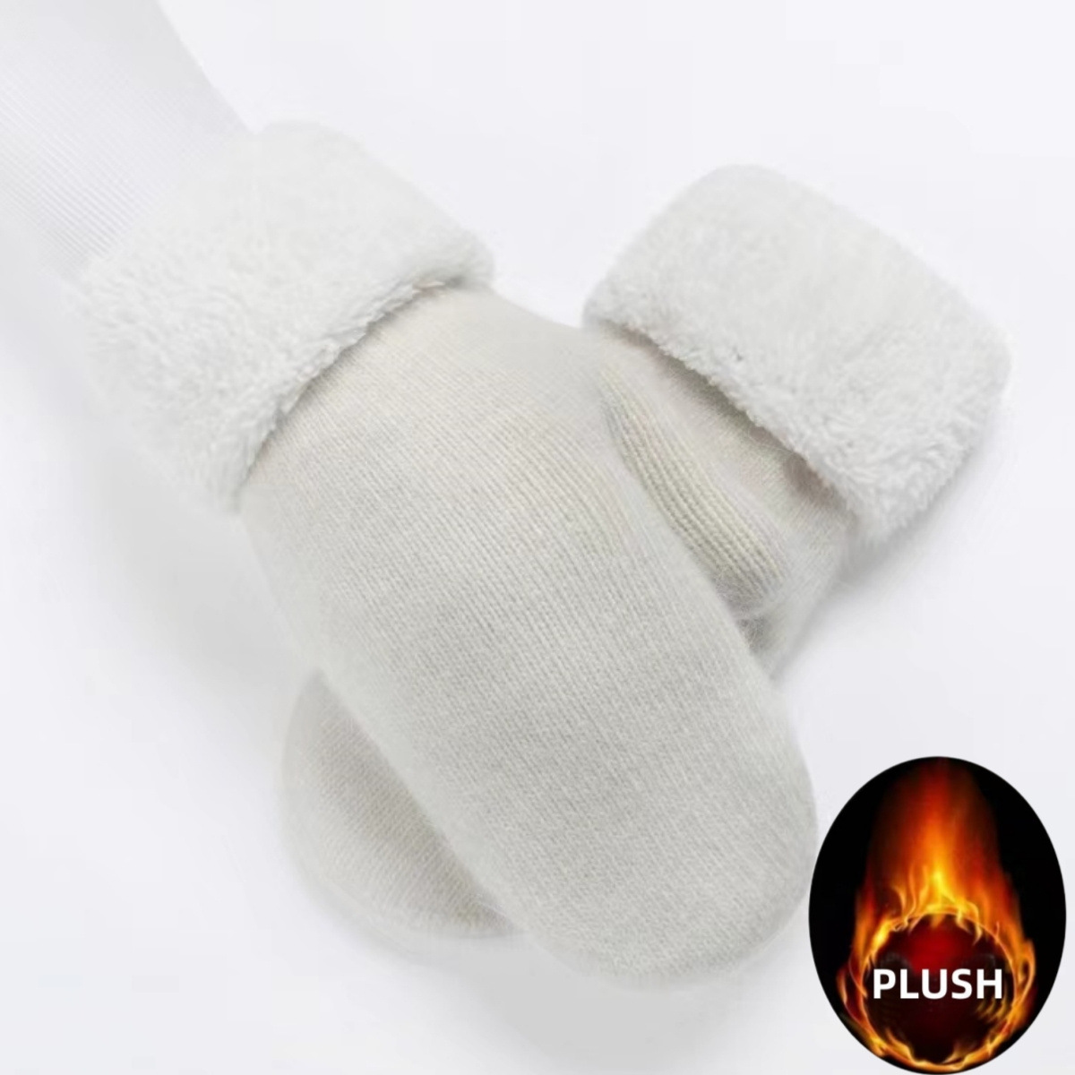 Cross-border super thick rabbit wool warm gloves wholesale fashion women's double thick solid color flanging mittens