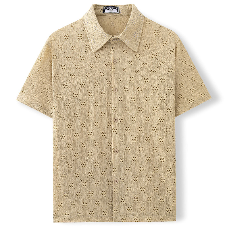 Herren Jacquard Hemd Mit Kurzem Arm Für Den Sommer_voghion.com