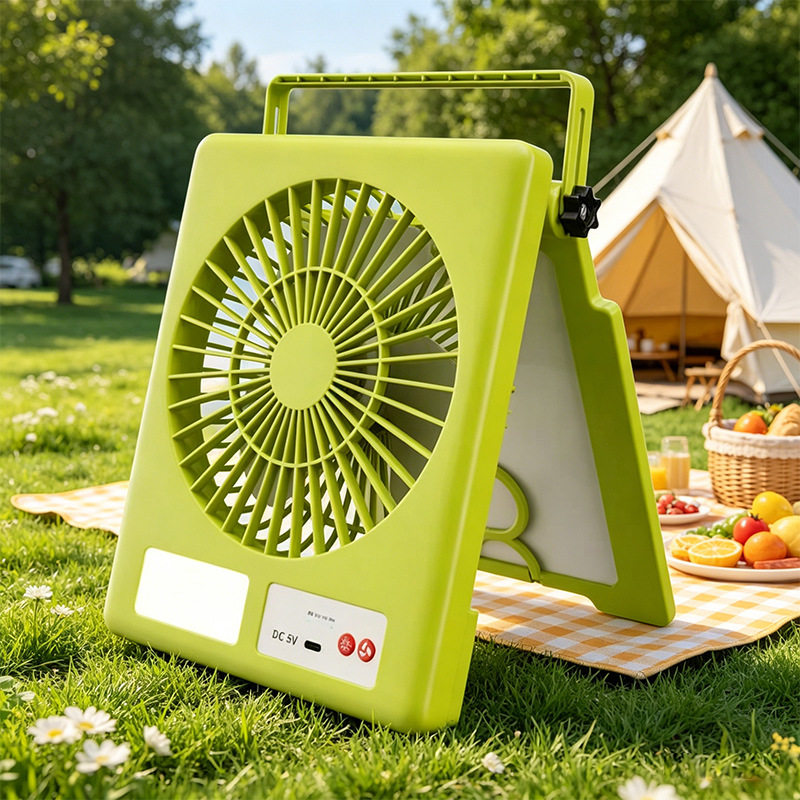Lámpara de Ventilador Solar para Camping, Plegable, Portátil, Carga USB, para Exteriores