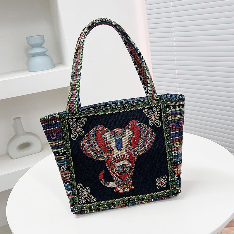 クロスボーダー刺繍ズックハンドバッグレディースプラス民族風ハンドバッグカジュアルマミーハンドバッグ弁当箱バッグ小さな布バッグ|undefined