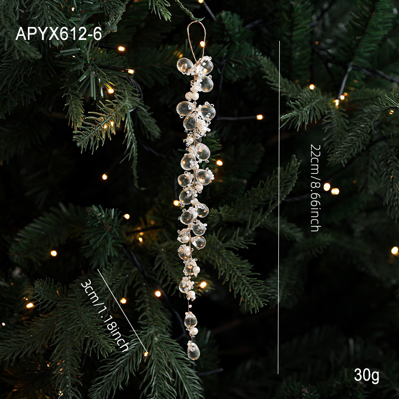 Nuevos productos transparentes cristal acrílico hielo de uva colgante perla colgante colgante de gota de agua colgante decoración de árbol de Navidad colgante