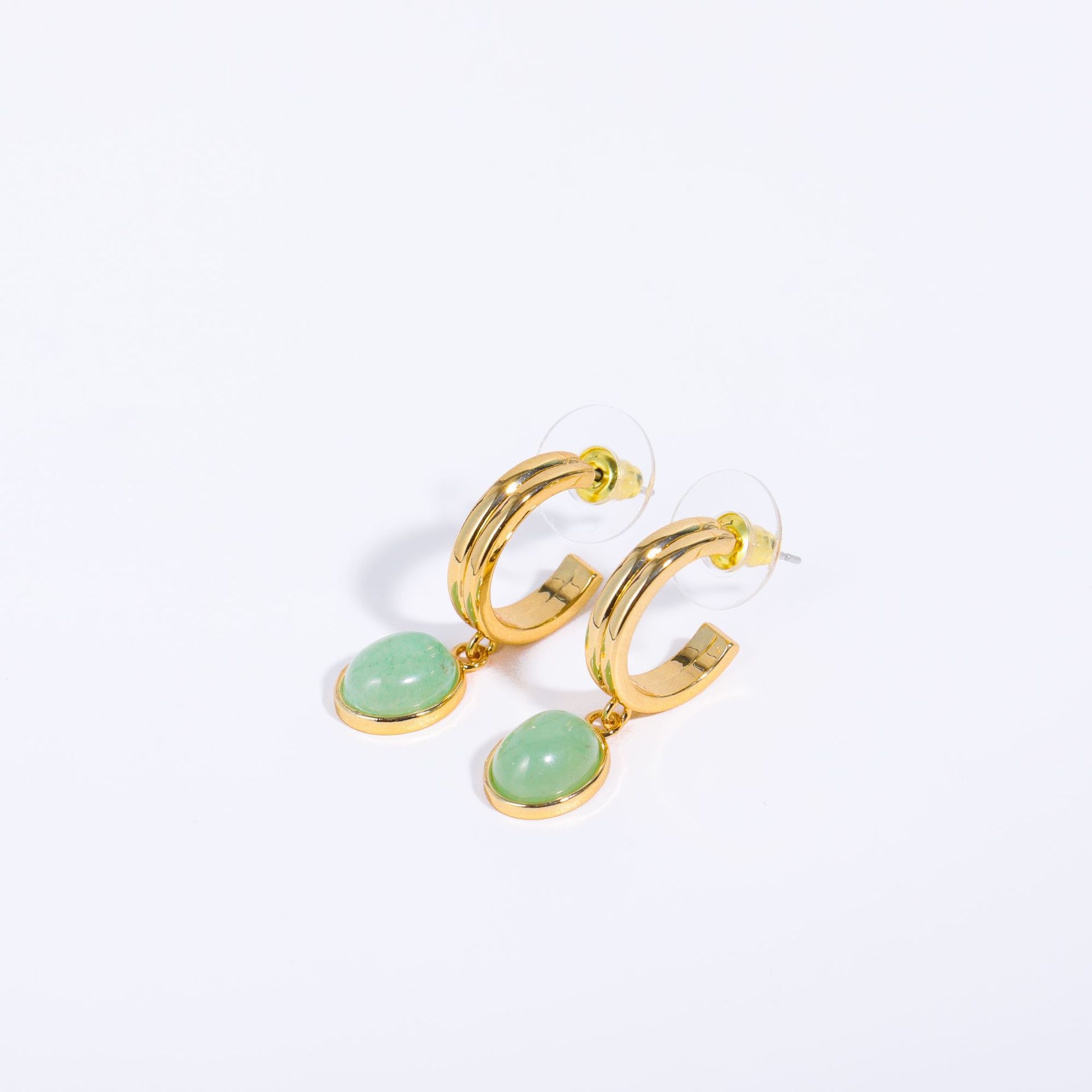 Collar de Piedra Natural Aventurina Verde con Cadena Figaro, Bañado en Oro image 9