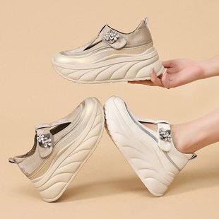 Thick-Soled Toe-Cap Sandals for Women's Summer Outer Wear 2025 New Style Slip-On Cut Out Breathable Inner Heightening Cool Casual Sandals