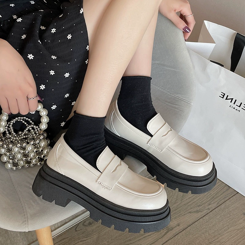 Белые японские ретро-туфли из кожи для женщин, весна-осень 2025, новые, на толстой подошве и толстом каблуке, в стиле Мэри Джейн, французские, плоские.