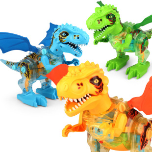 Large electric disassembly dinosaur toy automatic walking transparent gear Tyrannosaurus Music light simulation dinosaur