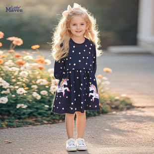 Little Maven Children's Clothing Factory Children's Skirt Wholesale European and American Cartoon Girls' Dress Autum Long-Sleeved Cotton Skirt