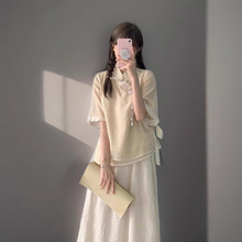 夏季清冷感白色系国风新中式汉服今年流行漂亮连衣裙子女两件套装