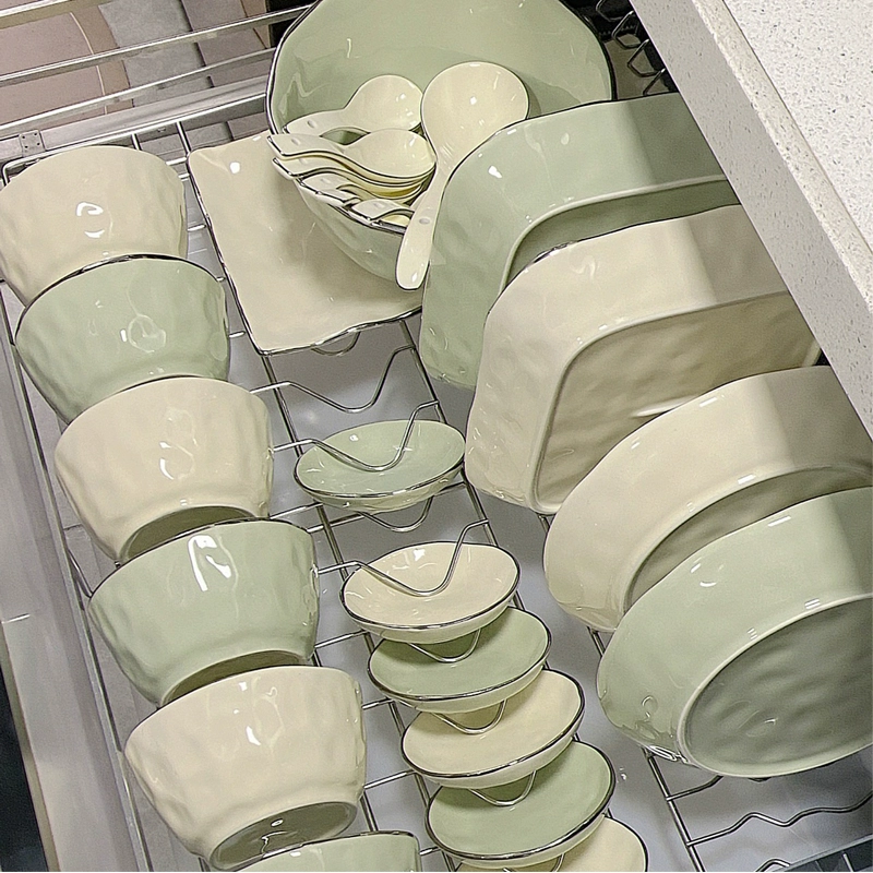 Белая/cream стиль набор посуды керамические миски и тарелки 2024 новые наборы мисок, палочек и тарелок для дома, презентация высокого класса посуды