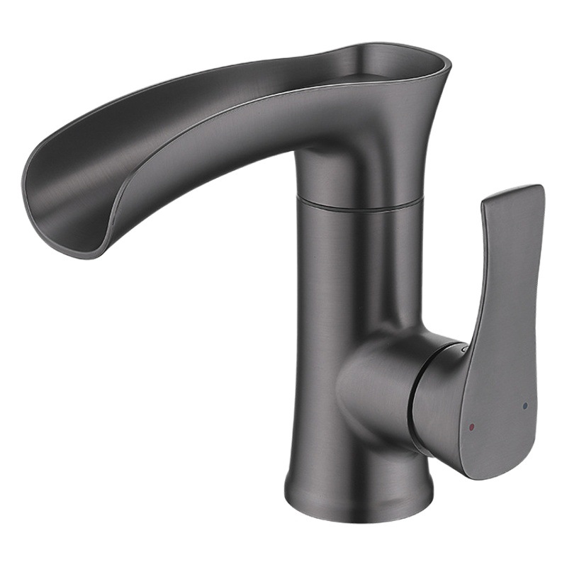 Uno por uno transfronterizo grifo dedicado lavabo de agua fría y caliente cascada de salida de agua de un solo agujero lavabo cuenca grifo