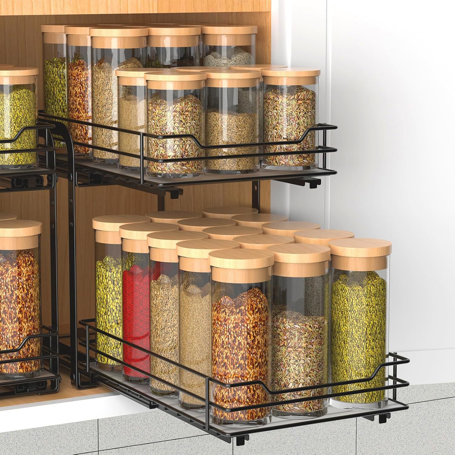 No-Drill Storage Rack, Sink Rack, Spice Rack, Cabinet and Pantry Pull-Out Spice Rack