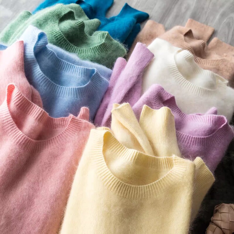 Popular Wool Brushed Cashmere Wool 26-Count Seamless One-Piece Sweater Versatile Round Neck Cloud-Soft Knitwear
